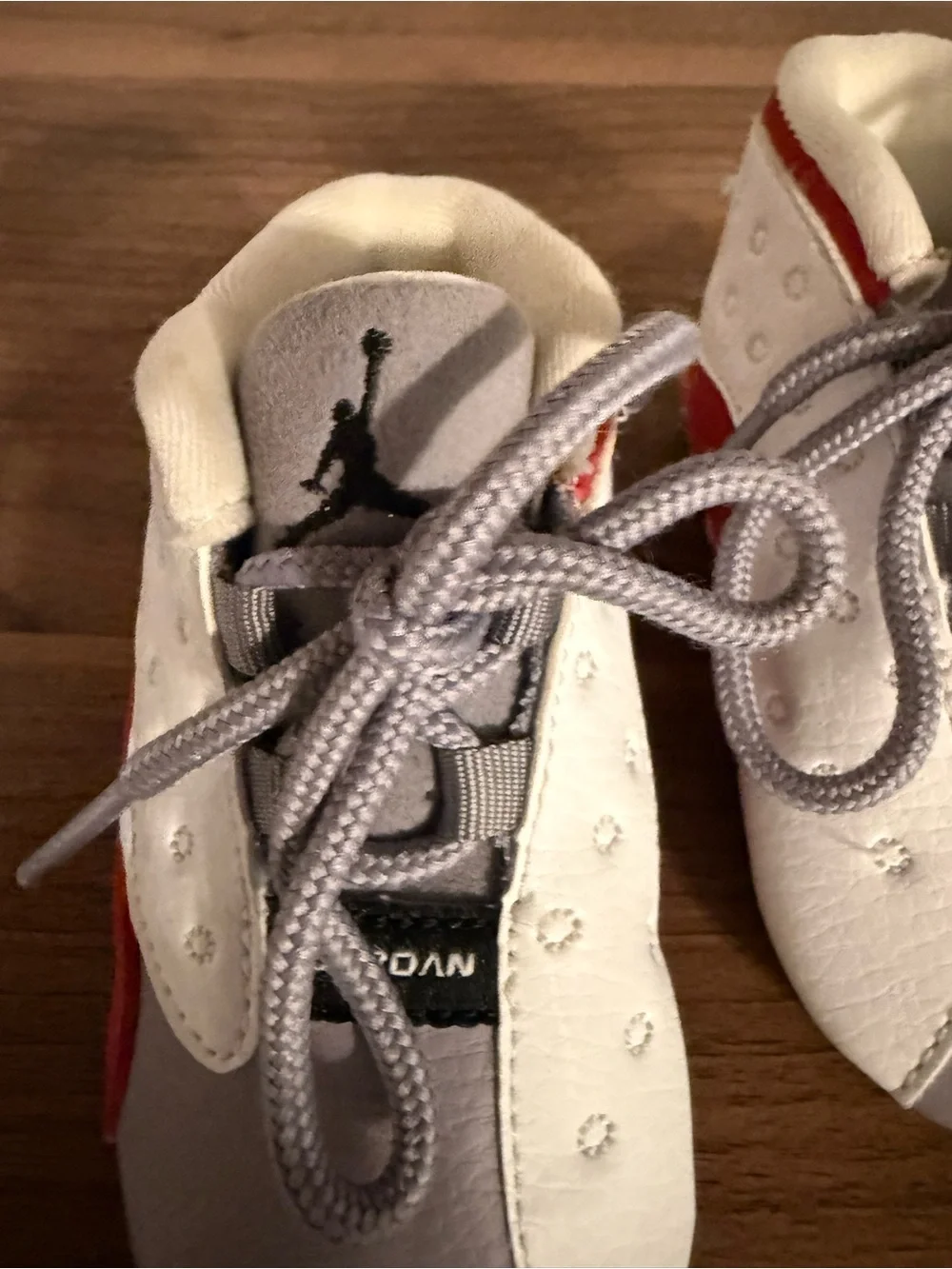 Jordan Baby Soft Sole Shoes in Gray, White and Red